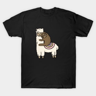 Cute Llama Alpaca with Sloth Best Friends T-Shirt